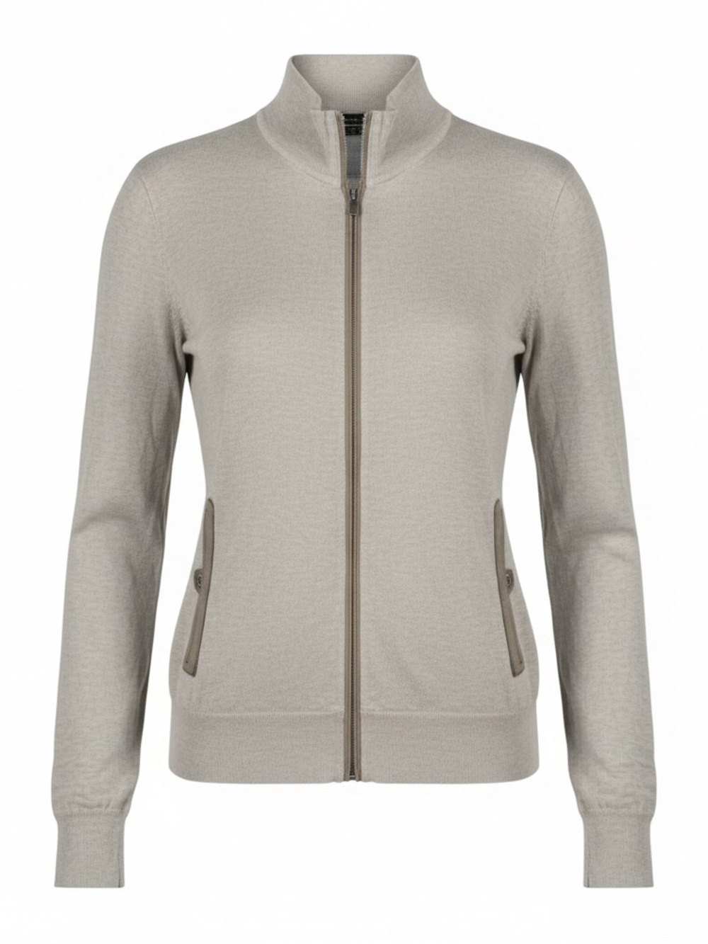 Massimo Dutti Women's Zip-Up Lightweight Jacket in Light Taupe